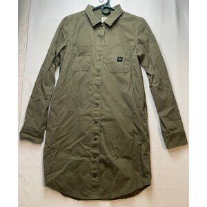 Vans off the Wall button shirt mens medium tall long sleeve olive green work
